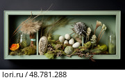pinecones shadow box ai generated. Стоковое AI-изображение, AI-художник Vectorwin / Фотобанк Лори