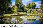 bridge monet house ai generated. Стоковое AI-изображение, AI-художник Vectorwin / Фотобанк Лори