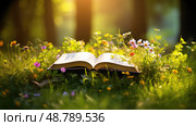 grass open book graphic ai generated. Стоковое AI-изображение, AI-художник Vectorwin / Фотобанк Лори