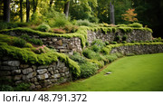 retaining masonry walls ai generated. Стоковое AI-изображение, AI-художник Vectorwin / Фотобанк Лори