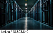 corridor black prison ai generated. Стоковое AI-изображение, AI-художник Vectorwin / Фотобанк Лори