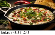 cilantro white queso dip ai generated. Стоковое AI-изображение, AI-художник Vectorwin / Фотобанк Лори