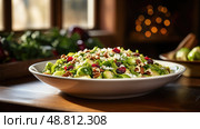 table brussel sprouts salad ai generated. Стоковое AI-изображение, AI-художник Vectorwin / Фотобанк Лори