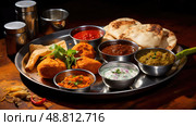 chicken table indian food background ai generated. Стоковое AI-изображение, AI-художник Vectorwin / Фотобанк Лори
