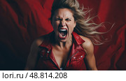 rage angry shouting white woman ai generated. Стоковое AI-изображение, AI-художник Vectorwin / Фотобанк Лори