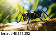 exoskeleton black cricket ai generated. Стоковое AI-изображение, AI-художник Vectorwin / Фотобанк Лори
