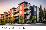building multifamily housing ai generated. Стоковое AI-изображение, AI-художник Vectorwin / Фотобанк Лори