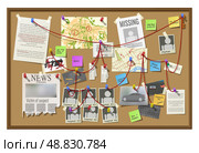 Private detective, police man investigation board. Стоковая иллюстрация, иллюстратор Александрина / Фотобанк Лори