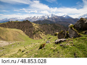 Panoramic view of the Caucasus mountains. Стоковое фото, фотограф Юлия Белоусова / Фотобанк Лори
