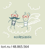 ecclesiastic looking at an angel. Стоковая иллюстрация, агентство Ingram Publishing / Фотобанк Лори