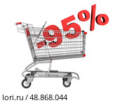 shopping cart with 95 percent discount isolated on white background. Стоковое фото, агентство Ingram Publishing / Фотобанк Лори