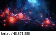 Ethereal Neuronal Constellation: Synaptic Fireworks in a Cosmic Dusk. Стоковое AI-изображение, AI-художник Данила Большаков / Фотобанк Лори