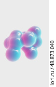 Abstract blue and pink drops levitate on white background. Seamless animation loop. 3D-rendering. Стоковая анимация, аниматор Евгения Шмыкова / Фотобанк Лори