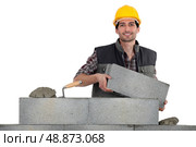 Mason carrying bricks. Стоковое фото, агентство Ingram Publishing / Фотобанк Лори