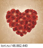 Vector vintage background with heart of rose for Valentine&rsquo;s day. Стоковая иллюстрация, агентство Ingram Publishing / Фотобанк Лори