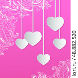 Vector pink background with paper hearts for Valentine&rsquo;s day. Стоковая иллюстрация, агентство Ingram Publishing / Фотобанк Лори