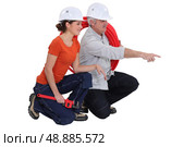 Plumber and female apprentice. Стоковое фото, агентство Ingram Publishing / Фотобанк Лори