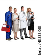 Mechanic, secretary, GP and hairdresser. Стоковое фото, агентство Ingram Publishing / Фотобанк Лори