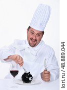 Cook pork plastic cutting. Стоковое фото, агентство Ingram Publishing / Фотобанк Лори