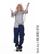 Careless blond electrician. Стоковое фото, агентство Ingram Publishing / Фотобанк Лори