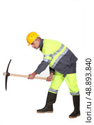 worker with a pickaxe. Стоковое фото, агентство Ingram Publishing / Фотобанк Лори