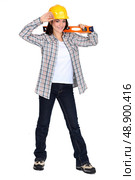Female DIY enthusiast. Стоковое фото, агентство Ingram Publishing / Фотобанк Лори
