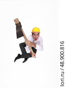 Construction worker who lost it. Стоковое фото, агентство Ingram Publishing / Фотобанк Лори