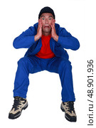 Worker looks horrified. Стоковое фото, агентство Ingram Publishing / Фотобанк Лори