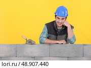 Mason supported by wall. Стоковое фото, агентство Ingram Publishing / Фотобанк Лори