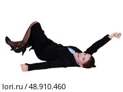Businesswoman rolling on the ground. Стоковое фото, агентство Ingram Publishing / Фотобанк Лори