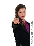 woman pointing at you. Стоковое фото, агентство Ingram Publishing / Фотобанк Лори