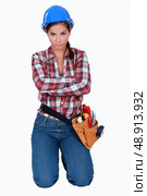Handywoman pouting. Стоковое фото, агентство Ingram Publishing / Фотобанк Лори