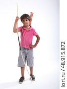 Little boy with bow and arrow. Стоковое фото, агентство Ingram Publishing / Фотобанк Лори