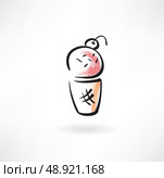 ice-cream with cherry grunge icon. Стоковая иллюстрация, агентство Ingram Publishing / Фотобанк Лори