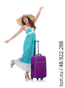 Woman going to summer vacation isolated on white. Стоковое фото, агентство Ingram Publishing / Фотобанк Лори