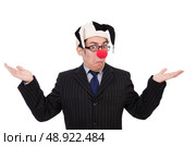 Clown businessman isolated on white. Стоковое фото, агентство Ingram Publishing / Фотобанк Лори