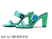 Green Female shoes on white background. Стоковое фото, агентство Ingram Publishing / Фотобанк Лори