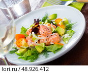 Ceviche of salmon with avocado, kumquat and dill. Стоковое фото, фотограф Яков Филимонов / Фотобанк Лори