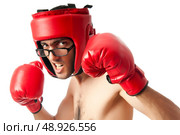 Funny boxer isolated on white. Стоковое фото, агентство Ingram Publishing / Фотобанк Лори