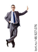 Businessman pushing away virtual problems. Стоковое фото, агентство Ingram Publishing / Фотобанк Лори