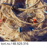 Fishing trammel net tackle texture in Gandia port of Valencia Spain. Стоковое фото, агентство Ingram Publishing / Фотобанк Лори