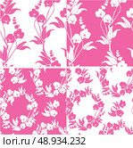 Set of Seamless pattern with orchids silhouette. Стоковая иллюстрация, агентство Ingram Publishing / Фотобанк Лори