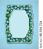 Invitation Card with pattern of beautiful flowers - forget me not - floral nature frame. . Стоковая иллюстрация, агентство Ingram Publishing / Фотобанк Лори