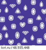 Seamless diamond and jewels on darkblue pattern vector illustration. Стоковая иллюстрация, агентство Ingram Publishing / Фотобанк Лори
