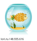 Goldfish swiming in the bowl vector illustration. Стоковая иллюстрация, агентство Ingram Publishing / Фотобанк Лори