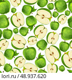 Seamless apple fruit sliced in half with seed and leaves pattern hand drawn sketch vector illustration. Стоковая иллюстрация, агентство Ingram Publishing / Фотобанк Лори