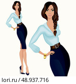 Business and casual style attractive professional elegantly dressed businesswoman vector illustration. Стоковая иллюстрация, агентство Ingram Publishing / Фотобанк Лори