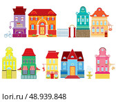 Set of Cartoons fairy tale drawing houses isolated on white background. Series separate lodge. Стоковая иллюстрация, агентство Ingram Publishing / Фотобанк Лори