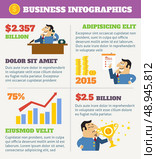 Business life infographics with boss at desk shareholder with plan and award vector illustration. Стоковая иллюстрация, агентство Ingram Publishing / Фотобанк Лори