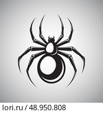 Black spooky spider silhouette insect isolated on white background emblem vector illustration. Стоковая иллюстрация, агентство Ingram Publishing / Фотобанк Лори